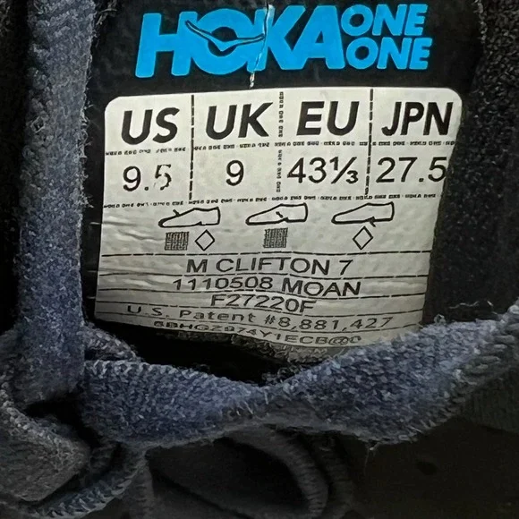 Hoka One One Clifton 7 Men's Size 9.5 D Blue Running Shoes Sneaker 1110508 MOAN - Picture 9 of 10